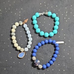 Vera Bradley Turquoise and Blue Beaded Bracelet Trio